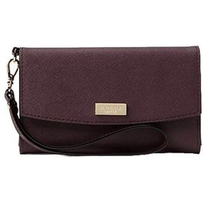 Kate Spade New York Wristlet Wallet Mahogany Purple Gold